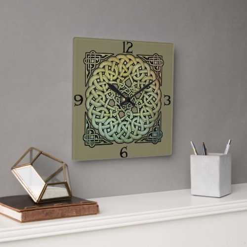 Celtic Knotwork Mandala Square Wall Clock