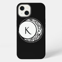 Celtic Knotwork Moon Circle Monogram Black White