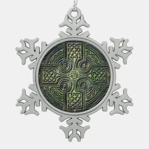 Celtic knotwork St Patricks Day Snowflake Pewter Christmas Ornament