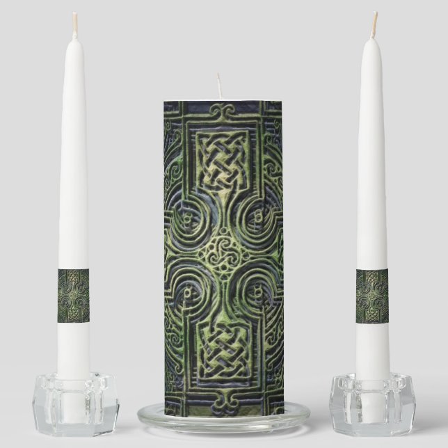 Celtic knotwork St. Patrick's Day Unity Candle Set (Front)