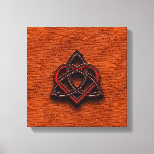 Celtic Knotwork Valentine Heart Canvas Texture 1 Print (Front)