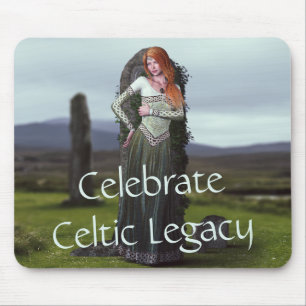 Celtic Lady Posing in Front of Ancient Stones Mouse Pad