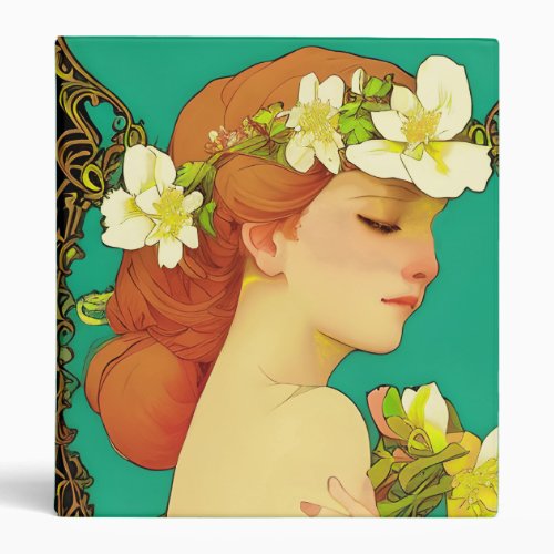 Celtic Lady with Flowers in her Hair 3 Ring Binder