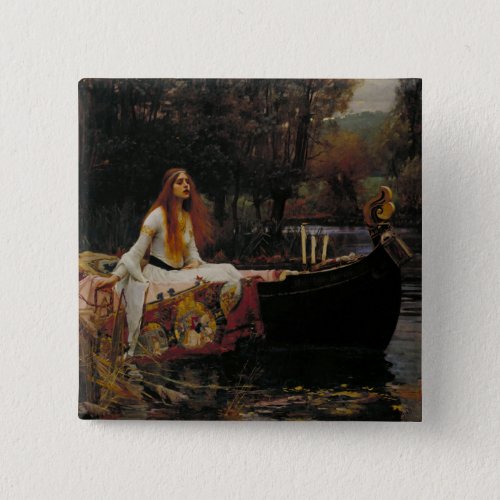 Celtic Lake Ghost Story of Girl Lady of Shalott Button