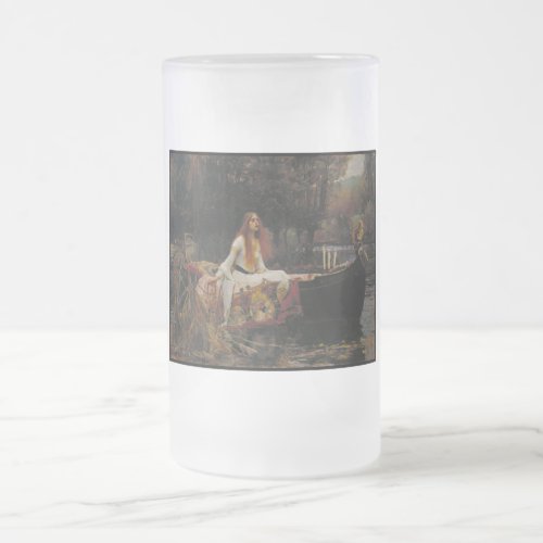 Celtic Lake Ghost Story of Girl Lady of Shalott Frosted Glass Beer Mug