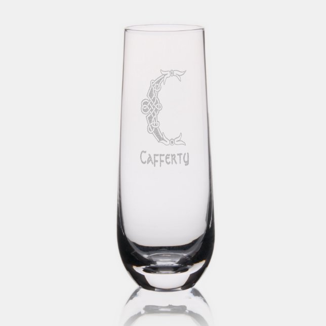 Celtic Letter C Monogram and Name Stemless Champagne Flute (Glassware)