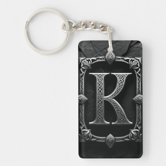 ⚫ Celtic Letter K Monogram Emblem Design ⚫ Keychain (Front)