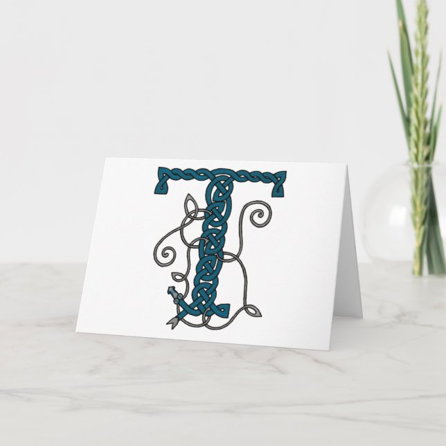 Celtic Letter T monogram card (Front)