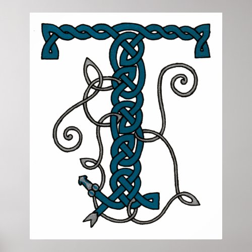 Celtic Letter T print