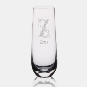 Celtic Letter Z Monogram and Name Stemless Champagne Flute