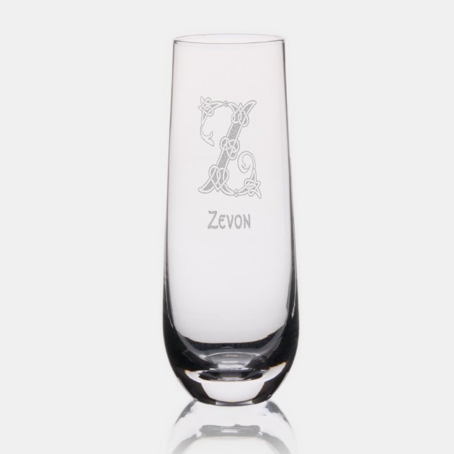 Celtic Letter Z Monogram and Name Stemless Champagne Flute (Glassware)