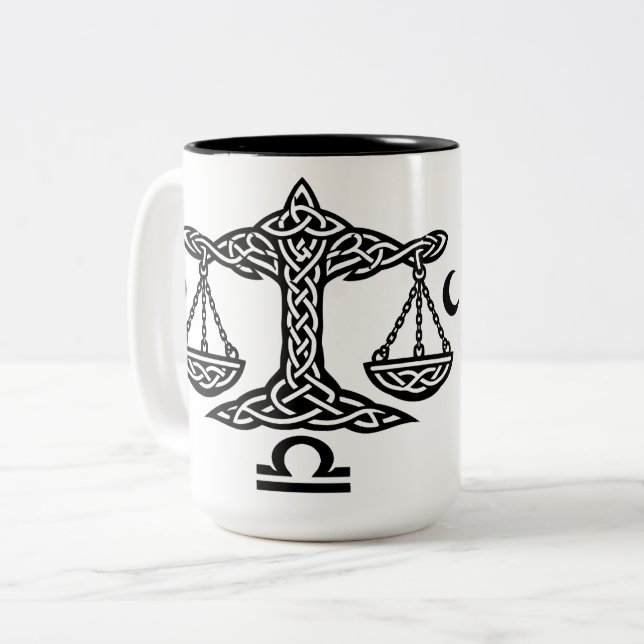    Celtic Libra Scales by BurnsInHell Two-Tone Coffee Mug (Front Left)