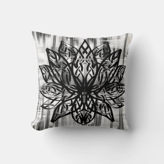 Celtic Lotus Mandala – Minimalist Black and White  Throw Pillow