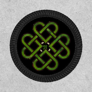 Celtic Love Knot Hearts Green Black Pagan Patch