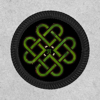 Celtic Love Knot Hearts Green Black Pagan Patch
