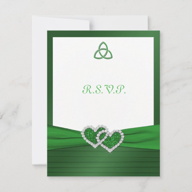 Celtic Love Knot in Emerald Green RSVP Card (Front)