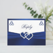 Celtic Love Knot in Sapphire Blue Reply Card (Standing Front)