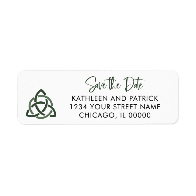 Celtic Love Knot Romantic Wedding Save the Date Label (Front)
