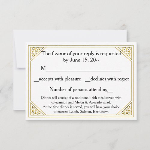 Celtic Love Knot Wedding RSVP Reply Cards Notes