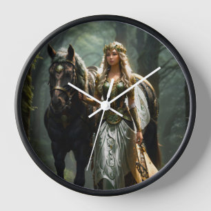 Celtic Maiden and Horse Clock