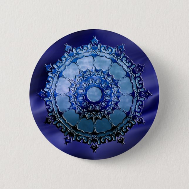 Celtic Mandala | blue waves Pinback Button (Front)
