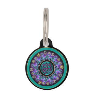 Celtic Mandala in Green with Mystical Symbols. Pet ID Tag