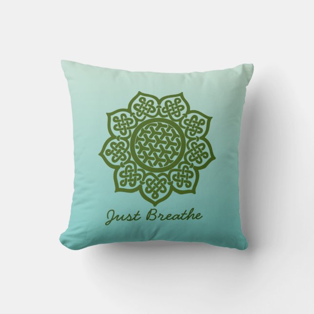 Celtic Mandala - Just Breathe Throw Pillow (Front)