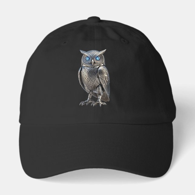 Celtic Mechanical Owl Silver Steampunk Hat (Front)