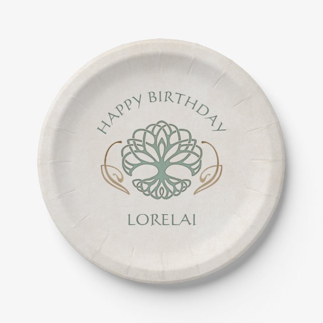 Celtic Medieval Fantasy Birthday Paper Plates (Front)