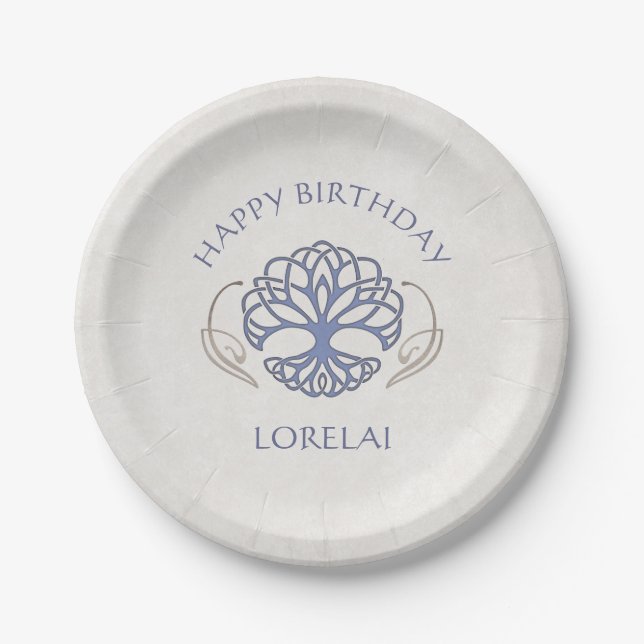 Celtic Medieval Fantasy Birthday Paper Plates (Front)