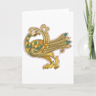 Celtic Medieval Goen Peacock, Greeting Card