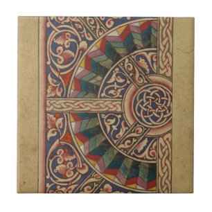 Celtic Medieval Half Circle Design Ceramic Tile