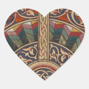 Celtic Medieval Half Circle Design Heart Sticker