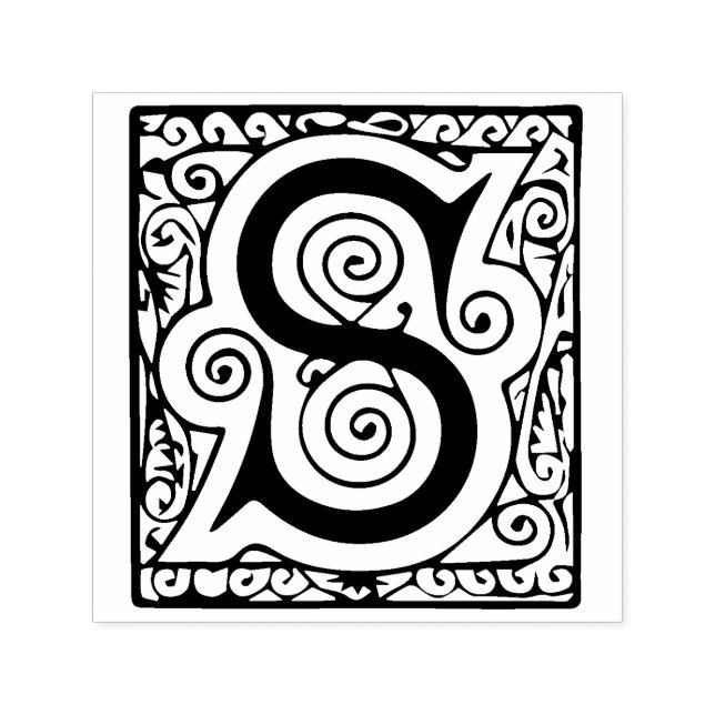 Celtic Medieval Magic Letter S Flourish Monogram Self-inking Stamp (Design)