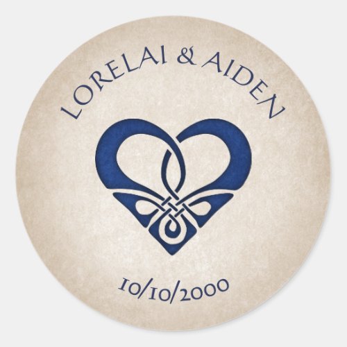 Celtic Medieval Manuscript Wedding Classic Round Sticker