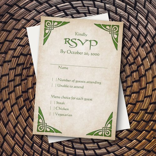 Celtic Medieval Manuscript Wedding RSVP Card