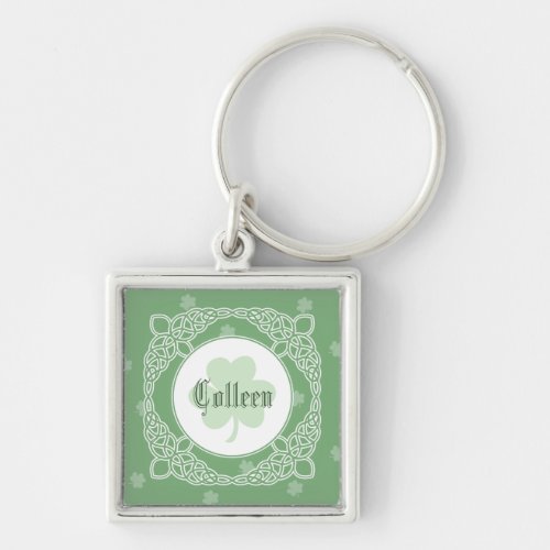 Celtic Mist Square Name Keychain _ Green