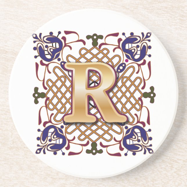 Celtic Monogram Letter R Drink Coaster (Front)