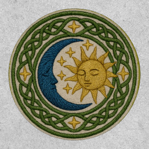Celtic Moon and Sun Embroidered Look Patch