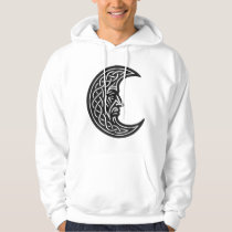 Celtic Moon‑Face Knotwork – Monochrome Ink Emblem