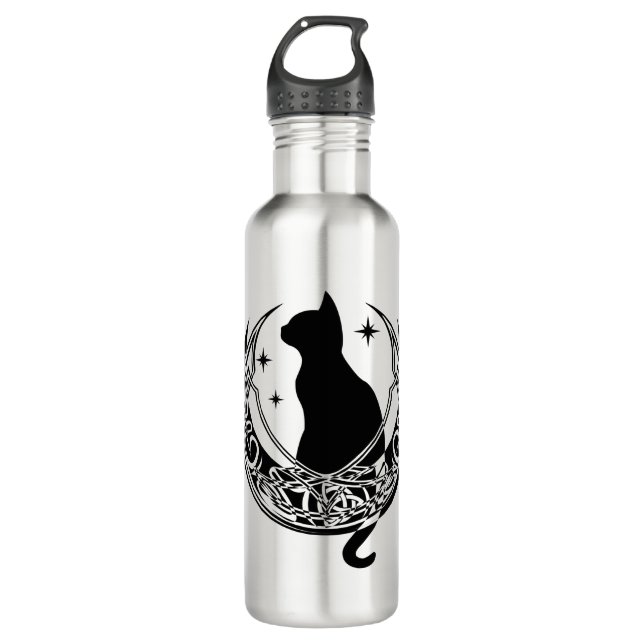 Celtic Moon | Night Cat Stars Stainless Steel Water Bottle (Front)