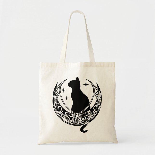 Celtic Moon | Night Cat Stars Tote Bag (Front)