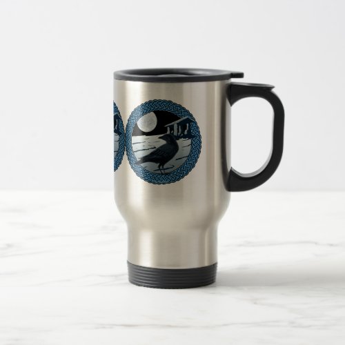 Celtic Moon Raven and Dolman Design 1 Travel Mug