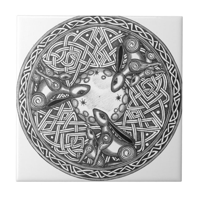 Celtic,Moon Watching Hare's Tile (Front)