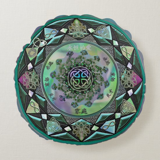 Celtic Mystical Mandala Round Throw Pillow