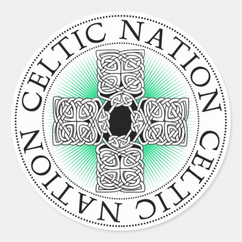 Celtic Nation Cross St Patricks Day Classic Round Sticker