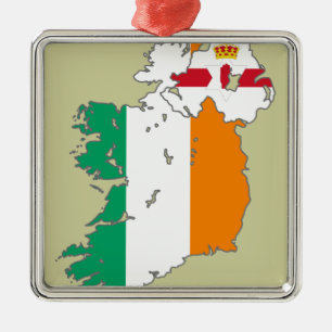 Celtic Nation Irish Map Metal Ornament