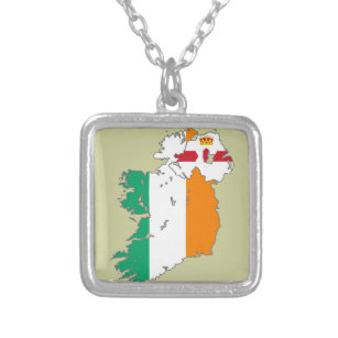 Celtic Nation Irish Map Silver Plated Necklace