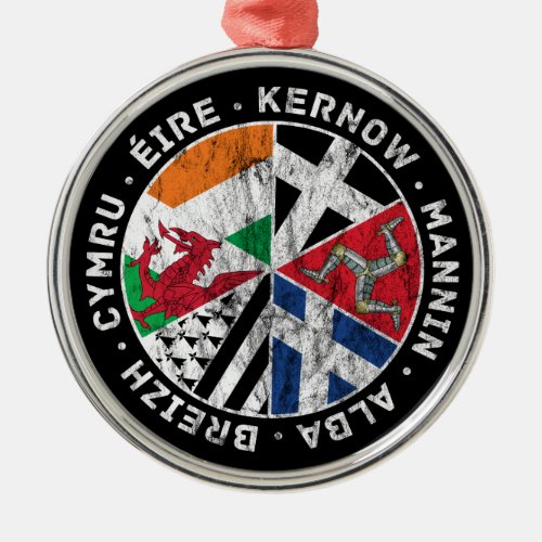 Celtic Nations Flags Ireland Wales Cornwall Manx Metal Ornament