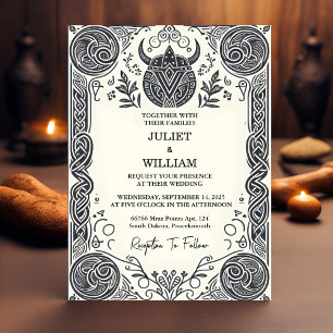Celtic Nordic Medieval Scroll Viking Wedding Invitation